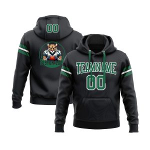 Custom Black Kelly Green-White Personalized Sports Team  Pullover Hoodie