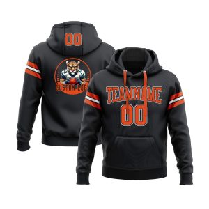 Custom Black Orange-White Personalized Sports Team  Pullover Hoodie