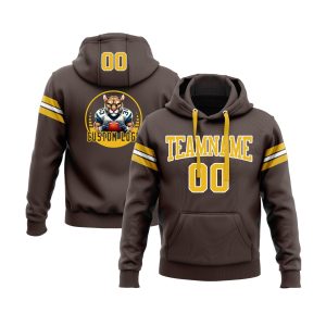 Custom Brown Gold-White Personalized Sports Team  Pullover Hoodie