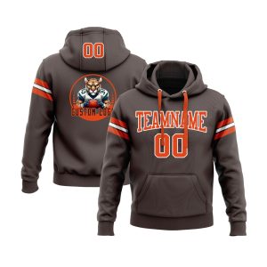 Custom Brown Orange-White Personalized Sports Team  Pullover Hoodie
