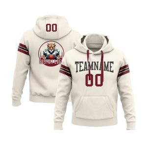 Custom Cream Crimson-Black Personalized Sports Team  Pullover Hoodie