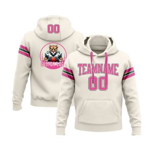 Custom Cream Pink-Kelly Green Personalized Sports Team  Pullover Hoodie