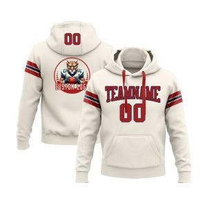 Custom Cream Red-Navy Personalized Sports Team  Pullover Hoodie