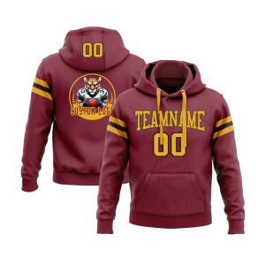 Custom Crimson Gold-Black Personalized Sports Team  Pullover Hoodie