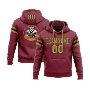 Custom Crimson Old Gold-Black Personalized Sports Team  Pullover Hoodie