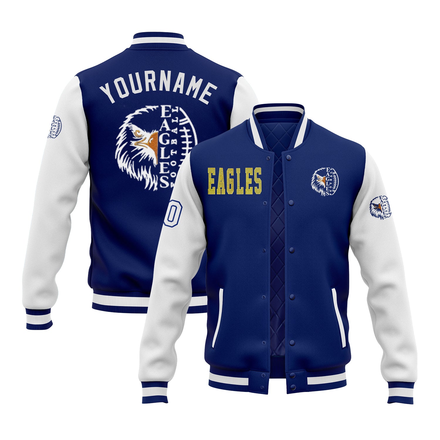 Custom Glitter  Two Tone Varsity Letterman Team Jacket For Game Day