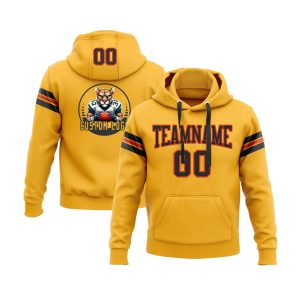 Custom Gold Black-Orange Personalized Sports Team  Pullover Hoodie