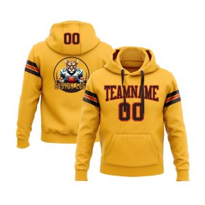 Custom Gold Brown-Orange Personalized Sports Team  Pullover Hoodie