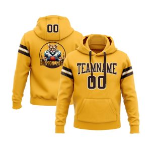 Custom Gold Brown-White Personalized Sports Team  Pullover Hoodie