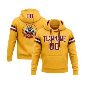 Custom Gold Crimson-White Personalized Sports Team  Pullover Hoodie