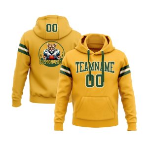 Custom Gold Green-White Personalized Sports Team  Pullover Hoodie