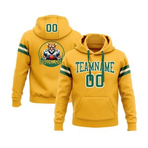 Custom Gold Kelly Green-White Personalized Sports Team  Pullover Hoodie