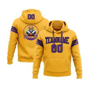 Custom Gold Purple-Black Personalized Sports Team  Pullover Hoodie