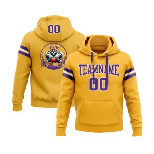 Custom Gold Purple-White Personalized Sports Team  Pullover Hoodie
