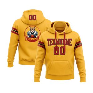 Custom Gold Red-Black Personalized Sports Team  Pullover Hoodie
