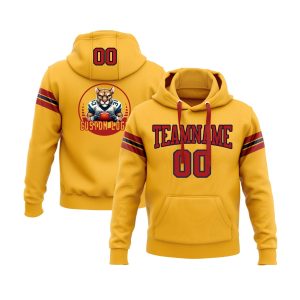 Custom Gold Red-Navy Personalized Sports Team  Pullover Hoodie