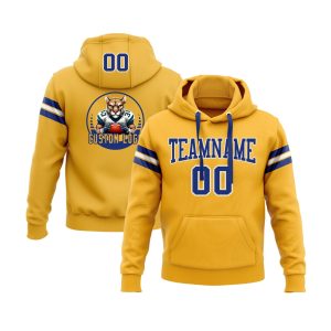 Custom Gold Royal-White Personalized Sports Team  Pullover Hoodie