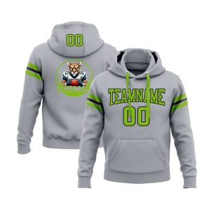 Custom Gray Neon Green-Black Personalized Sports Team  Pullover Hoodie