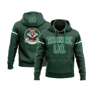 Custom Green Kelly Green-White Personalized Sports Team  Pullover Hoodie