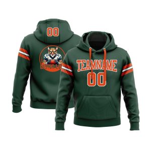 Custom Green Orange-White Personalized Sports Team  Pullover Hoodie
