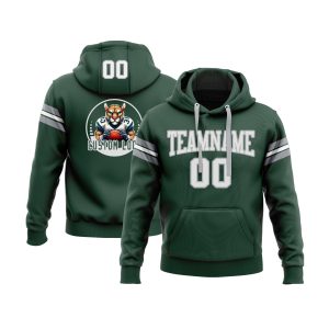 Custom Green White-Gray Personalized Sports Team  Pullover Hoodie