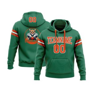 Custom Kelly Green Orange-White Personalized Sports Team  Pullover Hoodie