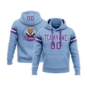 Custom Light Blue Purple-White Personalized Sports Team  Pullover Hoodie