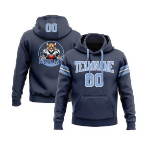 Custom Navy Light Blue-White Personalized Sports Team  Pullover Hoodie