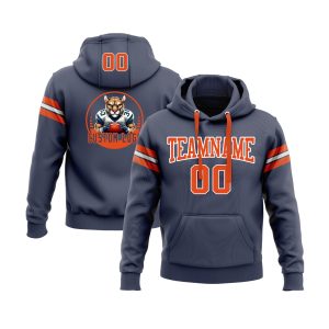 Custom Navy Orange-White Personalized Sports Team  Pullover Hoodie