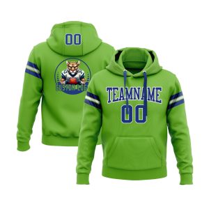 Custom Neon Green Royal-White Personalized Sports Team  Pullover Hoodie