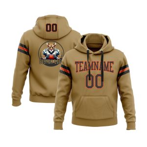 Custom Old Gold Black-Orange Personalized Sports Team  Pullover Hoodie