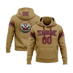 Custom Old Gold Crimson-Black Personalized Sports Team  Pullover Hoodie