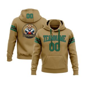 Custom Old Gold Kelly Green-Black Personalized Sports Team  Pullover Hoodie