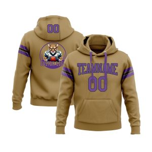 Custom Old Gold Purple-Black Personalized Sports Team  Pullover Hoodie