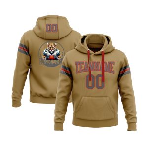 Custom Old Gold Steel Gray-Red Personalized Sports Team  Pullover Hoodie