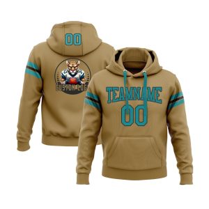 Custom Old Gold Teal-Black Personalized Sports Team  Pullover Hoodie