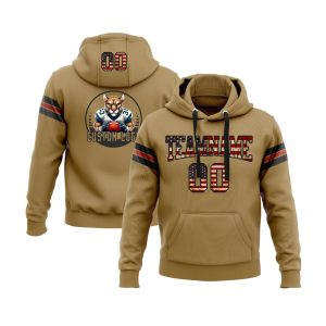 Custom Old Gold Vintage USA Flag Black-Crimson Personalized Sports Team  Pullover Hoodie