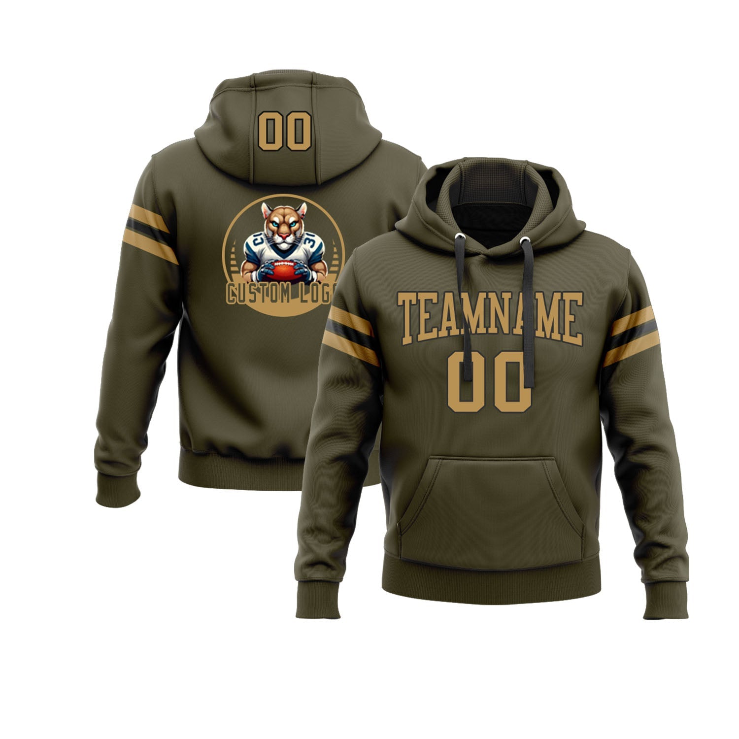 Custom Olive Old Gold-Black Personalized Sports Team  Pullover Hoodie