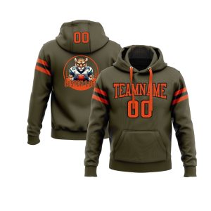Custom Olive Orange-Black Personalized Sports Team  Pullover Hoodie