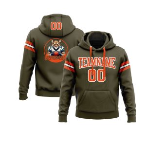 Custom Olive Orange-White Personalized Sports Team  Pullover Hoodie