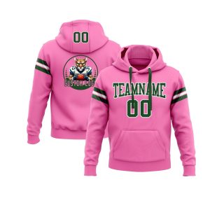 Custom Pink Green-White Personalized Sports Team  Pullover Hoodie