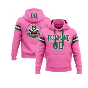 Custom Pink Kelly Green-White Personalized Sports Team  Pullover Hoodie