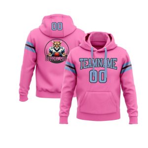 Custom Pink Light Blue-Black Personalized Sports Team  Pullover Hoodie