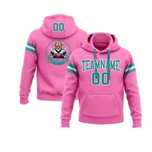 Custom Pink Teal-White Personalized Sports Team  Pullover Hoodie