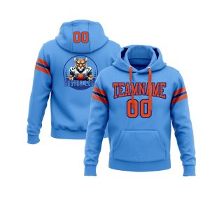 Custom Powder Blue Orange-Royal Personalized Sports Team  Pullover Hoodie
