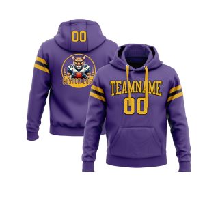Custom Purple Gold-Black Personalized Sports Team Pullover Hoodie