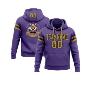 Custom Purple Old Gold-Black Personalized Sports Team Pullover Hoodie