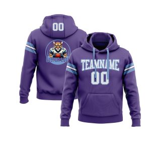 Custom Purple White-Light Blue Personalized Sports Team Pullover Hoodie