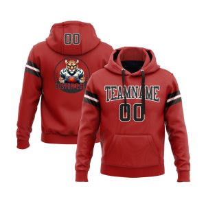 Custom Red Black-White Personalized Sports Team  Pullover Hoodie