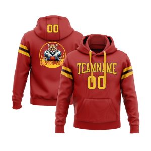 Custom Red Gold-Black Personalized Sports Team  Pullover Hoodie